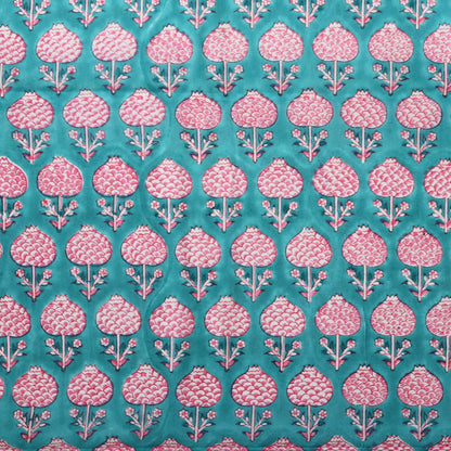 Pink Pompom Block Print Cotton