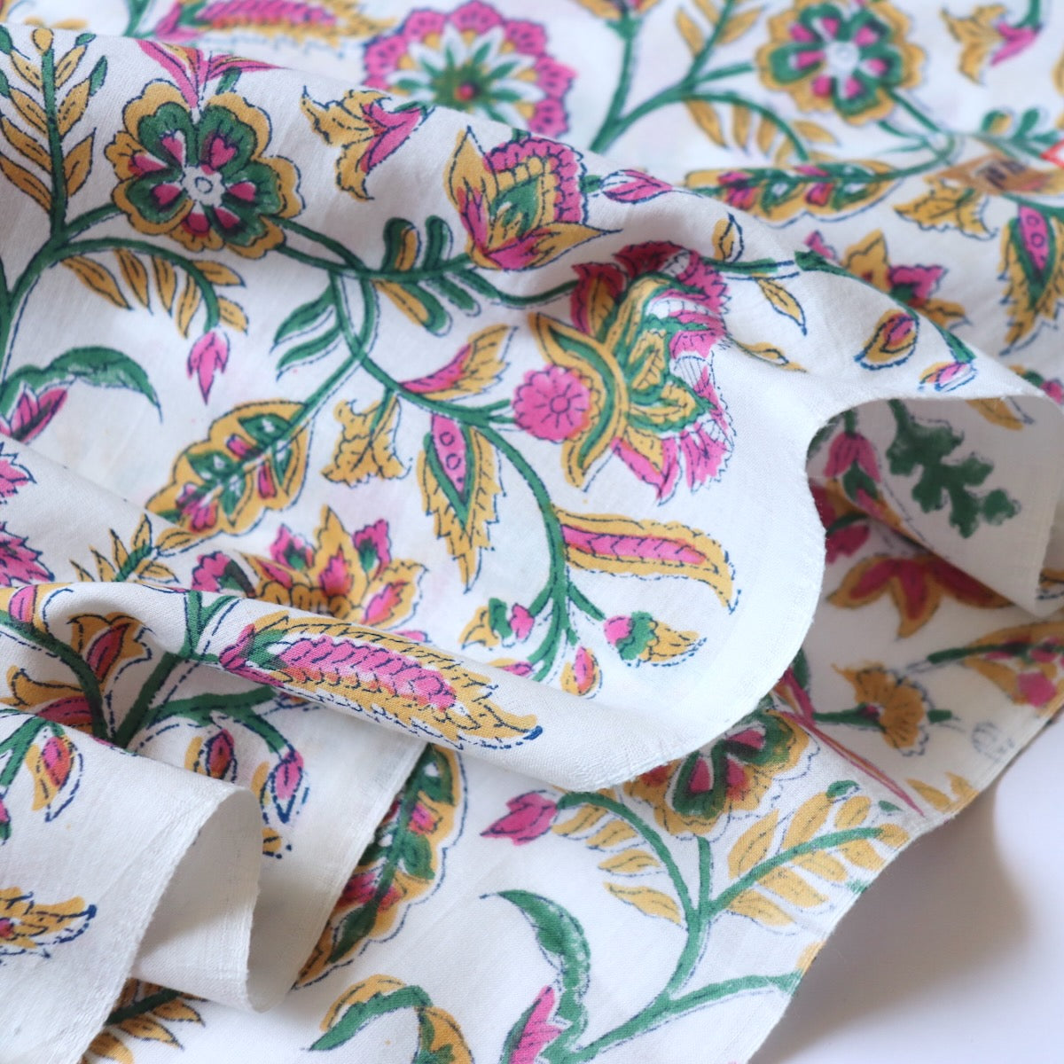 Scrolloping Floral Block Print Cotton