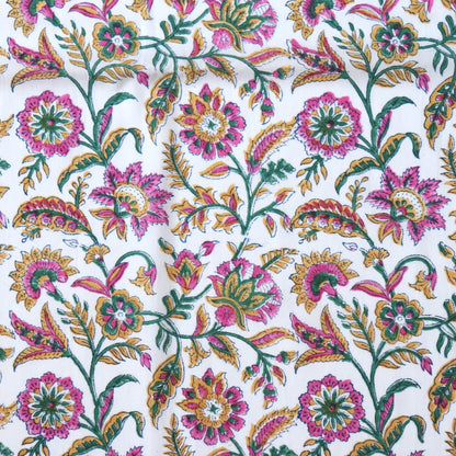 Scrolloping Floral Block Print Cotton