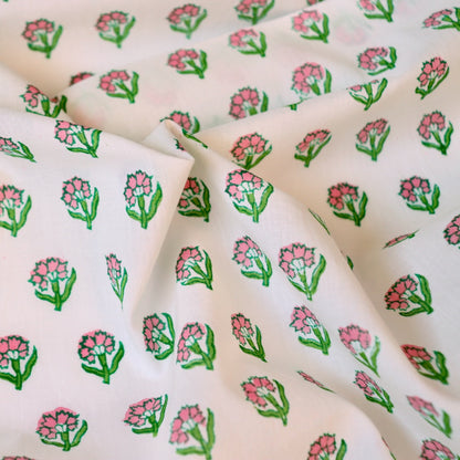 Tiny Sprig Block Print Cotton — White