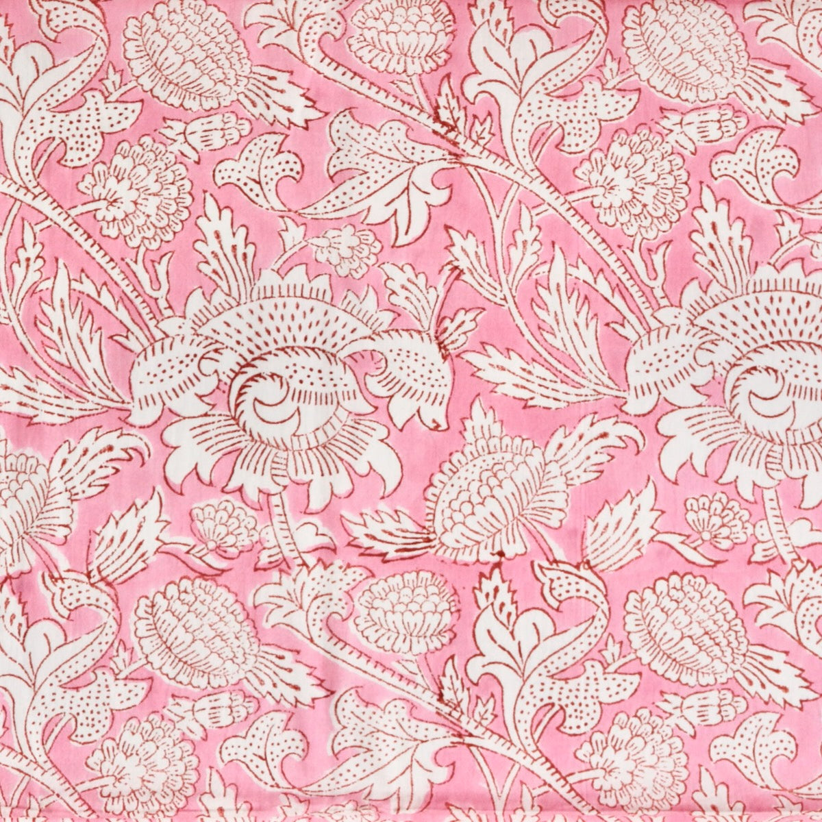 Lush Pink Floral Block Print Cotton