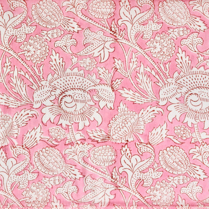 Lush Pink Floral Block Print Cotton