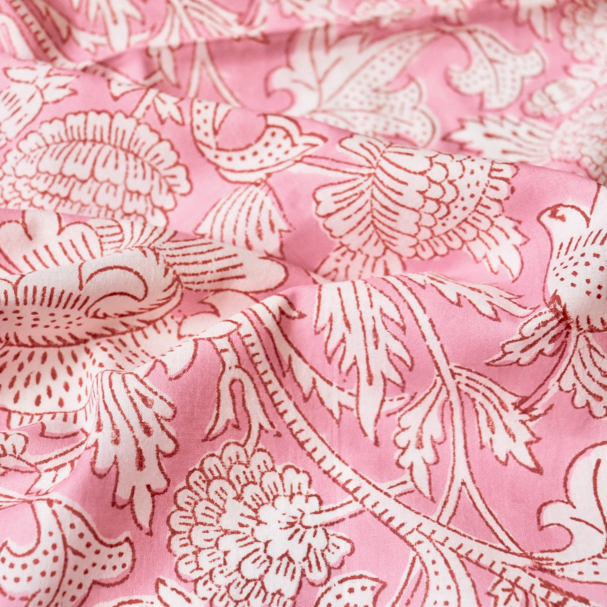 Lush Pink Floral Block Print Cotton