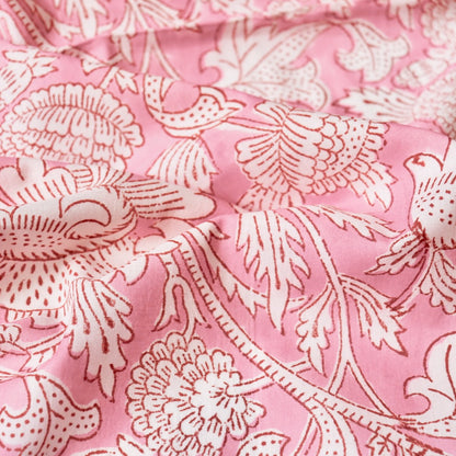 Lush Pink Floral Block Print Cotton