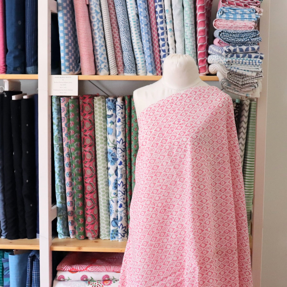 Lozenge Block Print Cotton — Pink