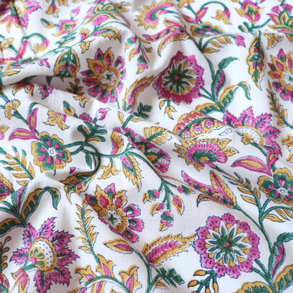 Scrolloping Floral Block Print Cotton