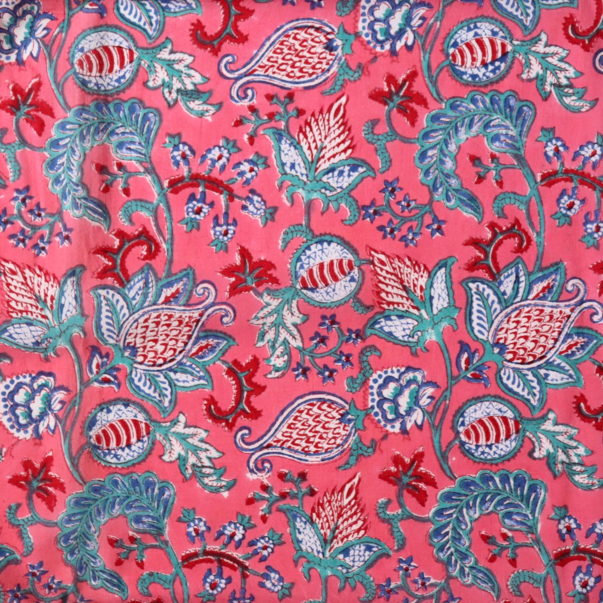 Jewelled Pink Block Print Cotton