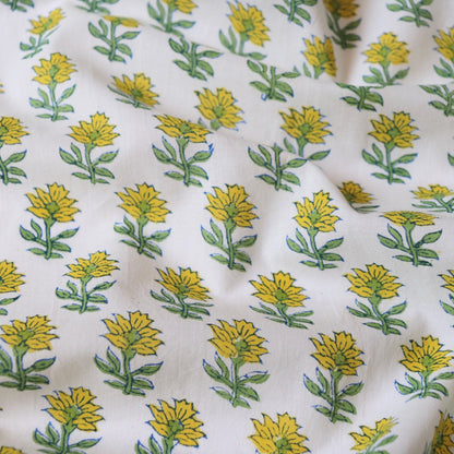 Lemony Spriglet Block Print Cotton