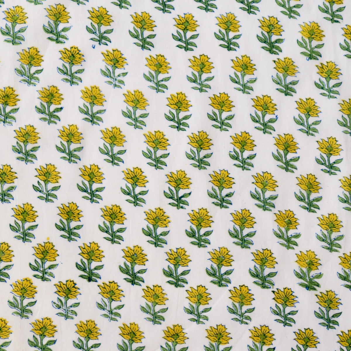 Lemony Spriglet Block Print Cotton