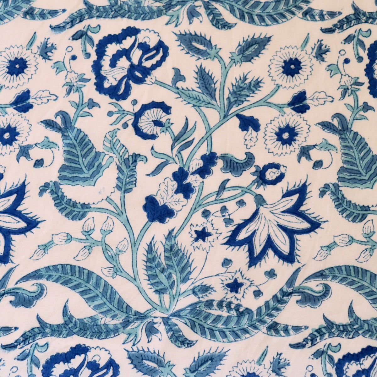 Print cotton fabric soft cotton fabric blue floral hot Hand block print fabric sewing theme fabric modern floral fabric