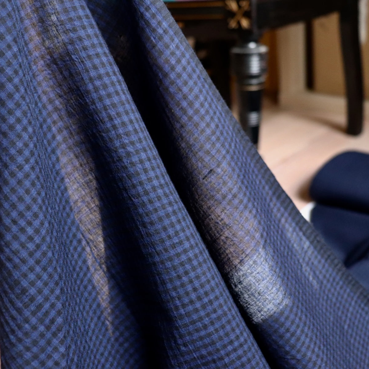 Swatch — Midnight Blue Featherweight Handloom Cotton Check