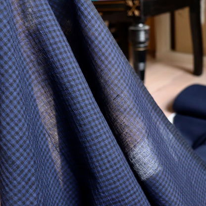 Midnight Blue Featherweight Handloom Cotton Check