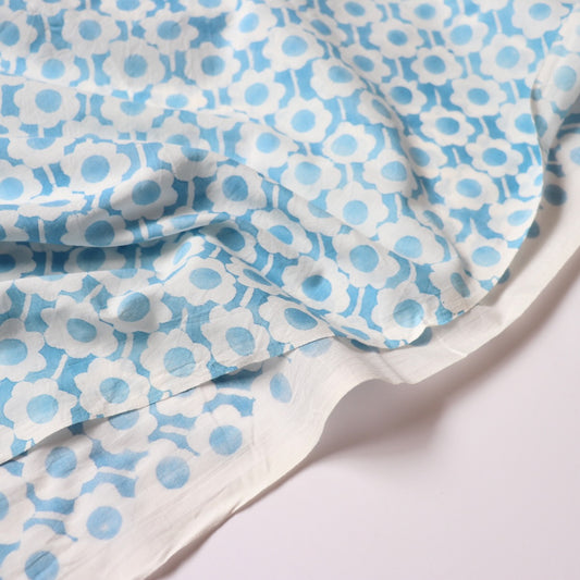 Swatch — Brahma Karma Block Print — Blue Flower Gadh