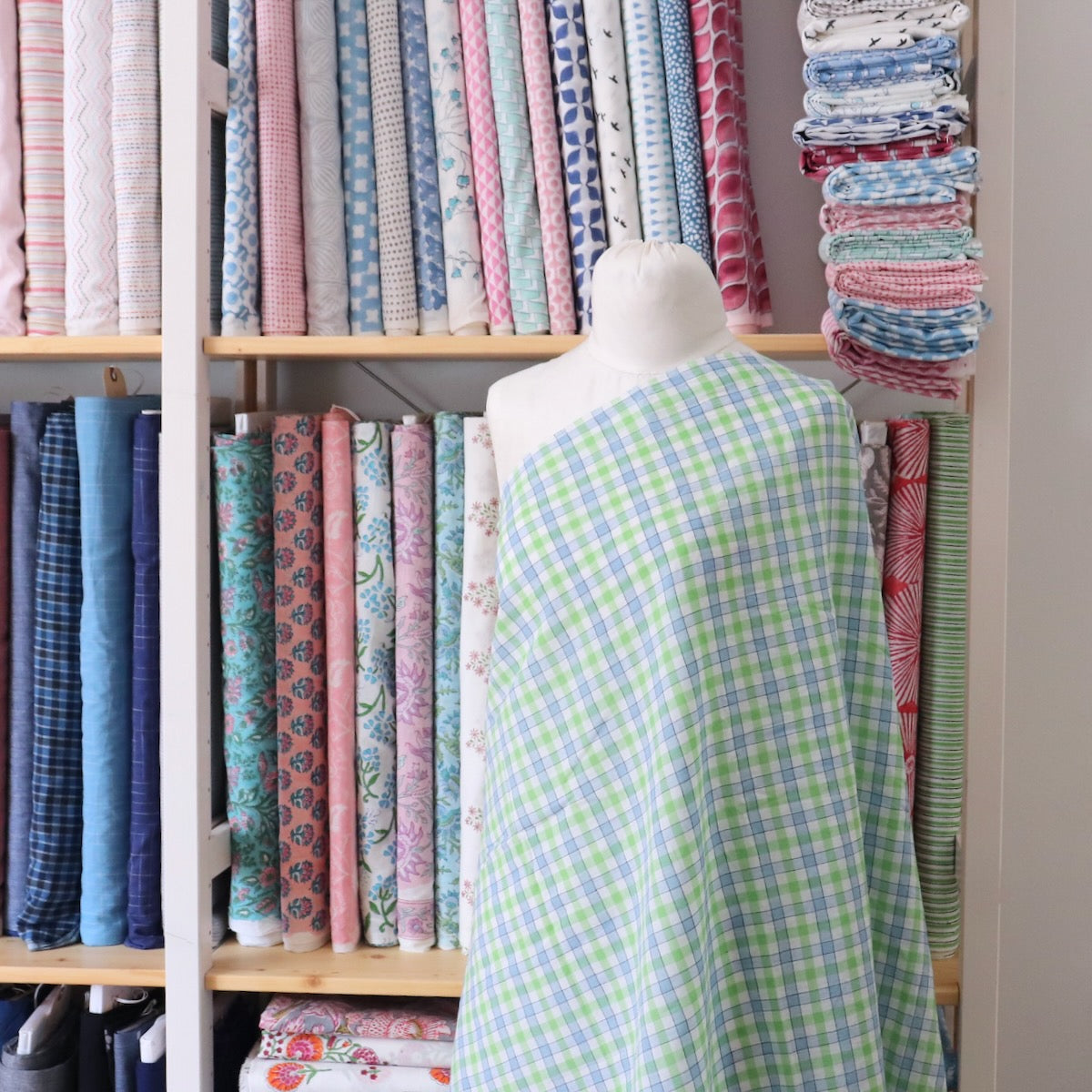 Lake Blue Check Handloom Cotton