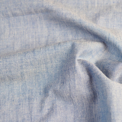 blue cotton chambray fabric handwoven shirting with red selvages