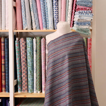 Striped Dobby Japanese Cotton Print — Navy