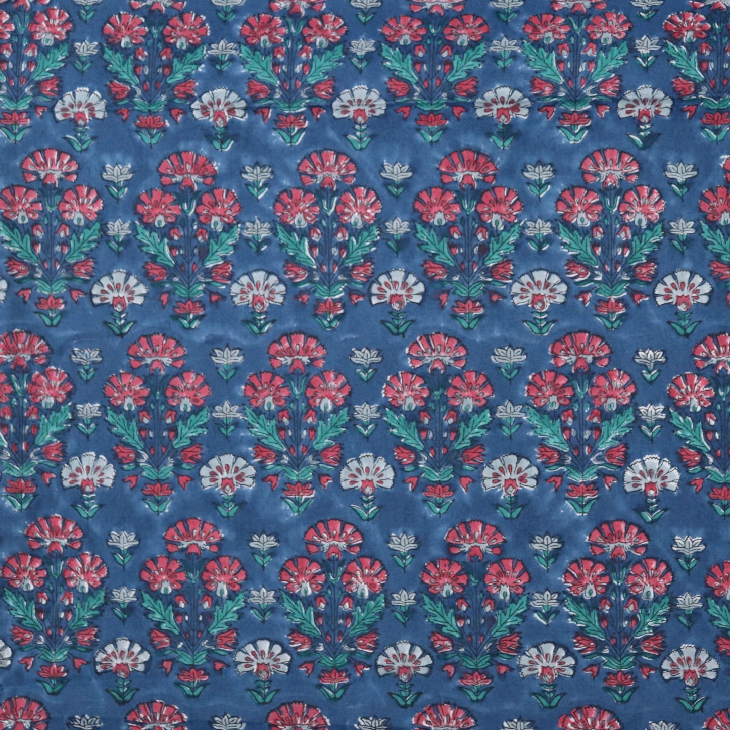 Carnation Block Print Cotton — Dark Blue