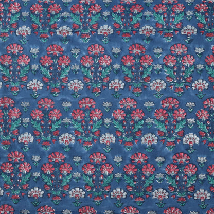 Carnation Block Print Cotton — Dark Blue