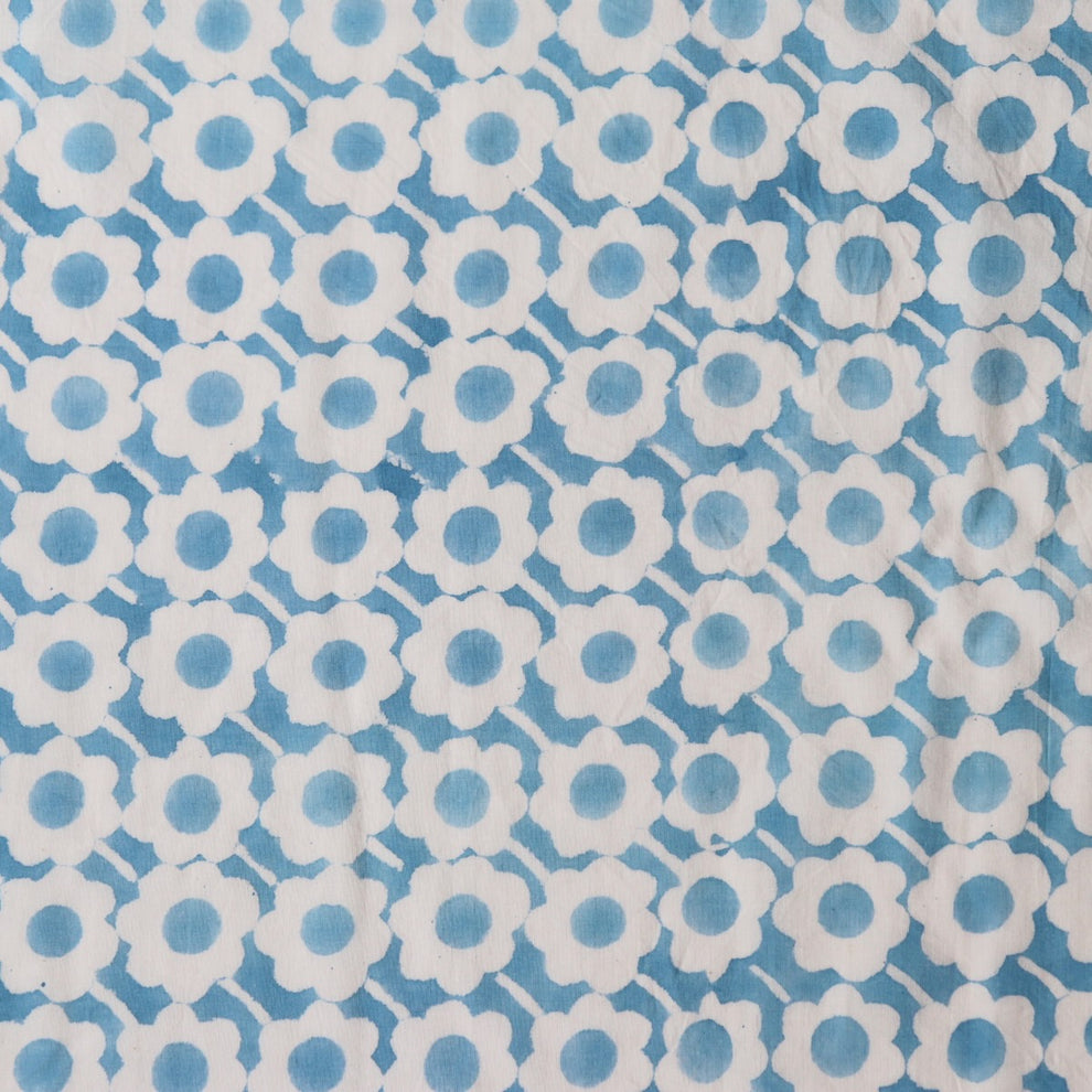 Blue Flower Gadh Block Print Cotton Fabric – Loom and Stars