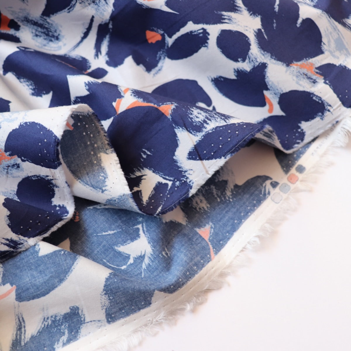 Brushstroke Floral Cotton — Royal Blue