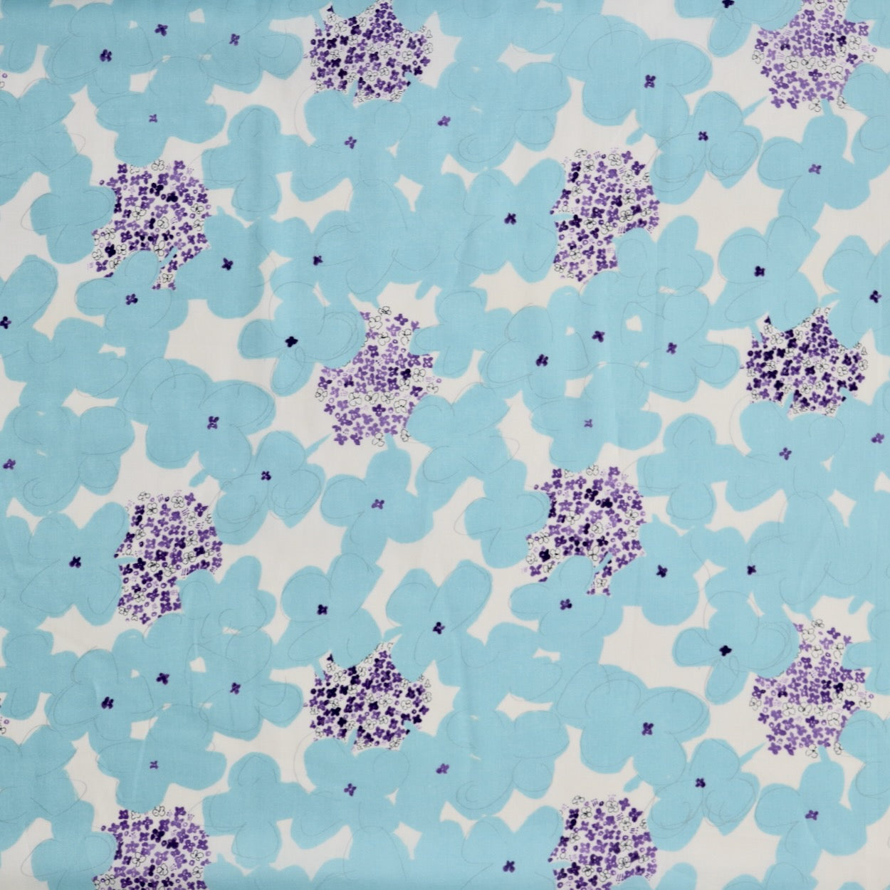 cotton lawn fabric Hokkoh made in Japan sky blue and purple floral print