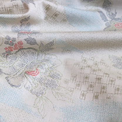 Stencilled Floral Cotton Dobby — Oyster