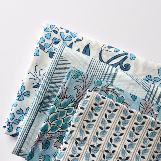Fat Quarter Bundle — Blue & White Block Prints