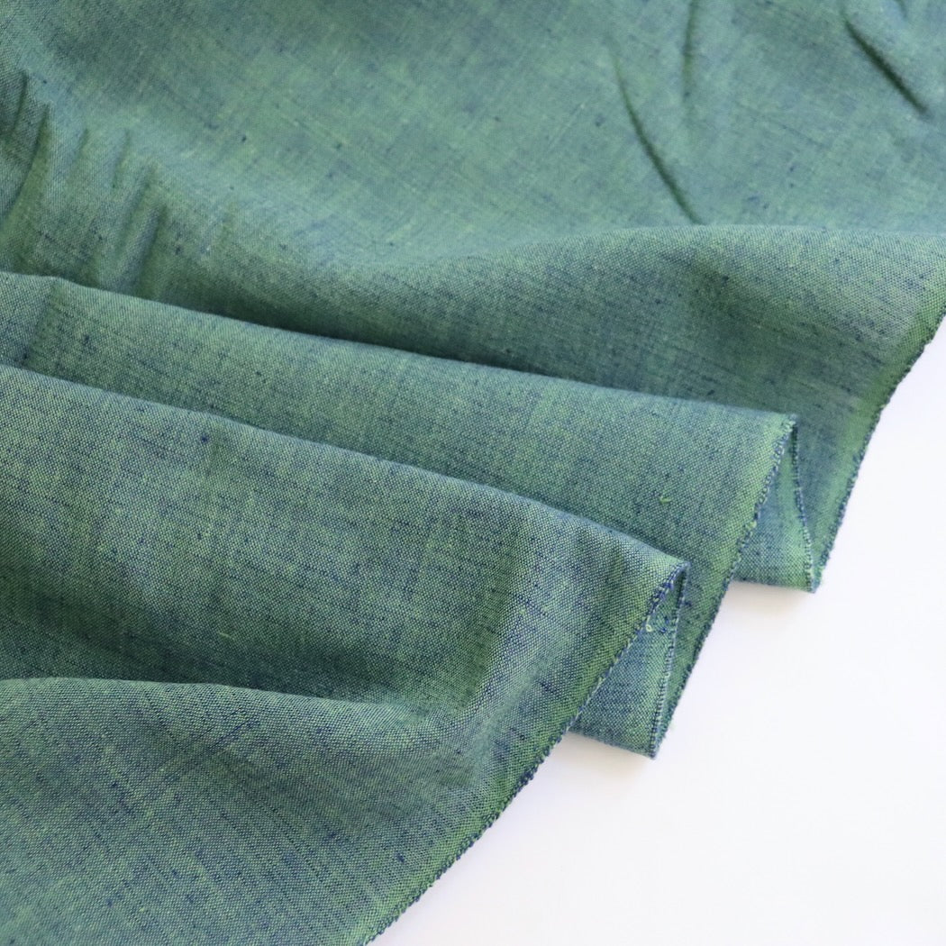 blue green shot handloom cotton fabric