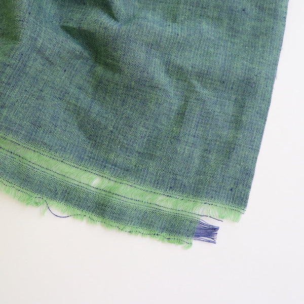 blue green shot peppered cotton handwoven fabric