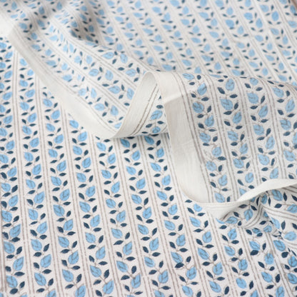 blue tiny leaf print cotton fabric 