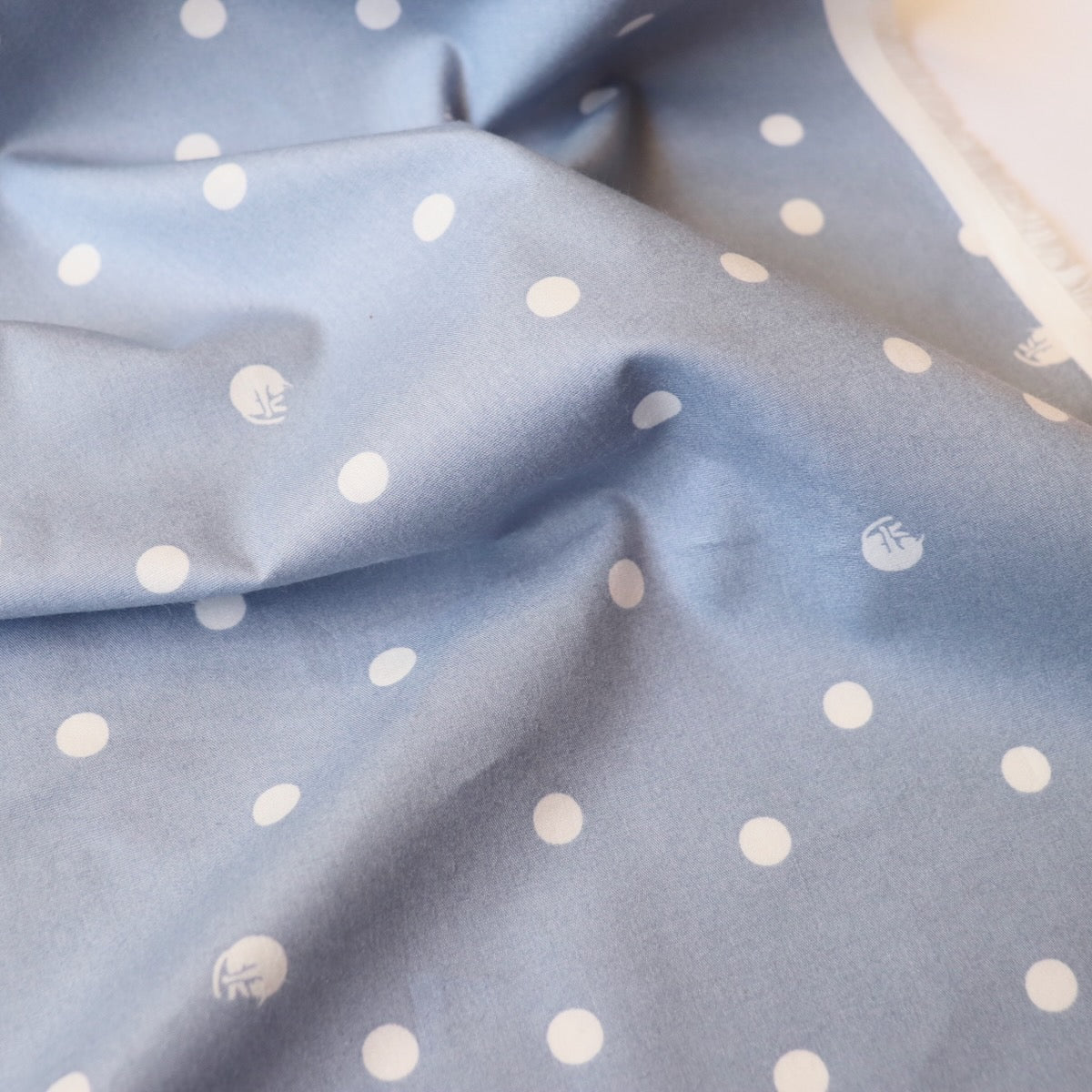 Swatch — Polka Dot Cat Japanese Cotton — Pale Blue