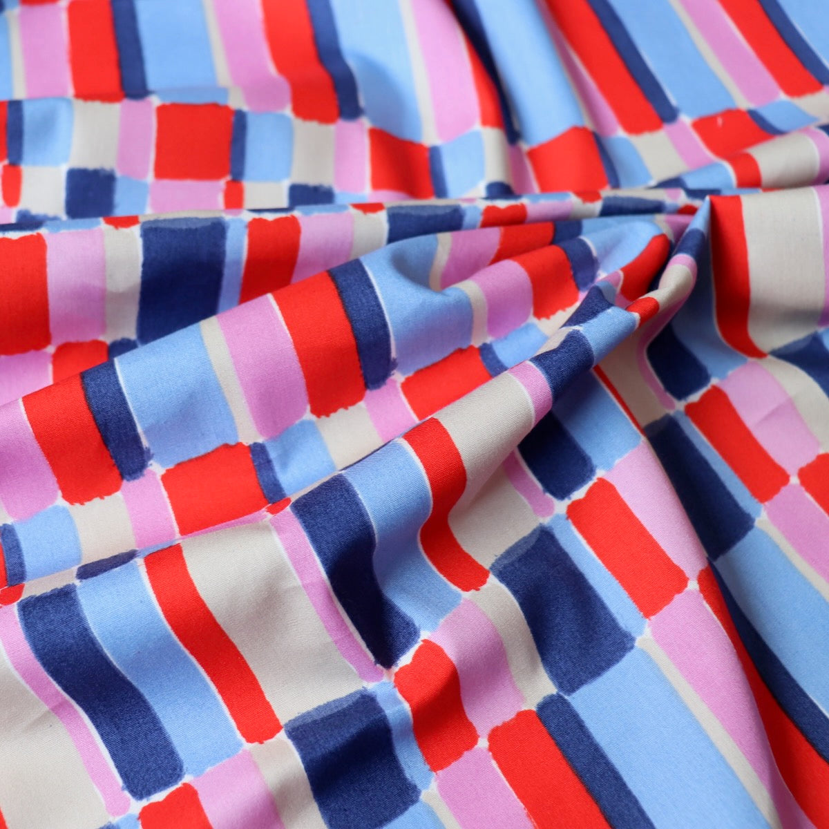 Painted Plaid Cotton Lawn — Candy Apple