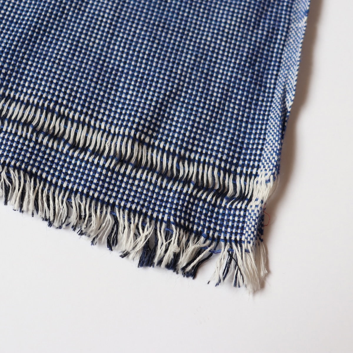 blue cotton tweed fabric handwoven by the yard