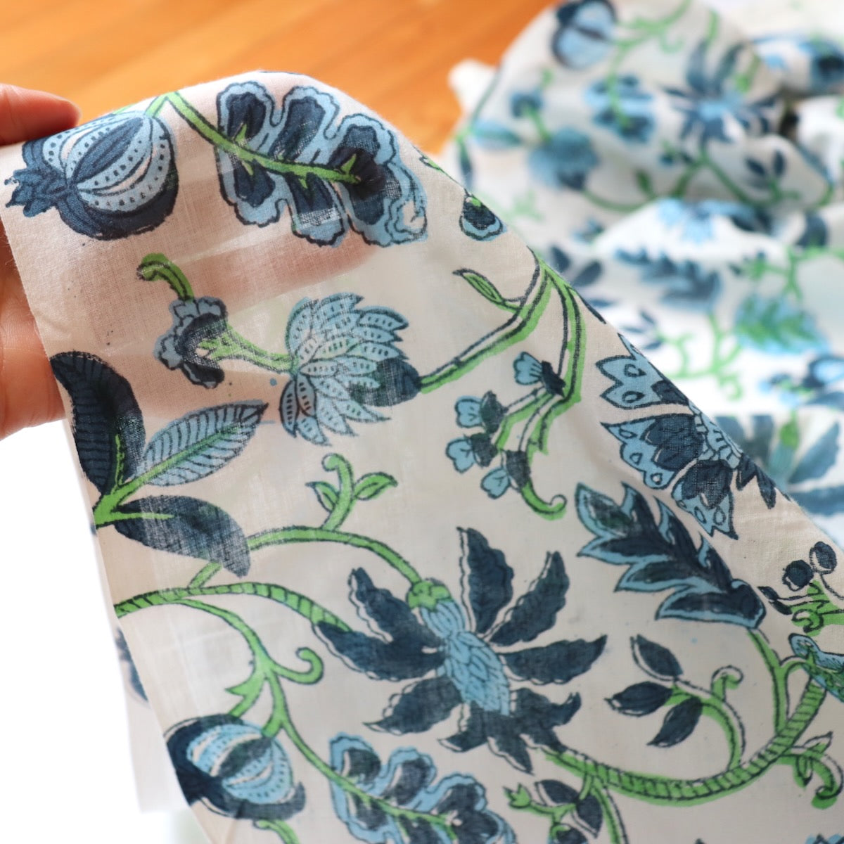 Twining Floral Block Print Cotton Voile