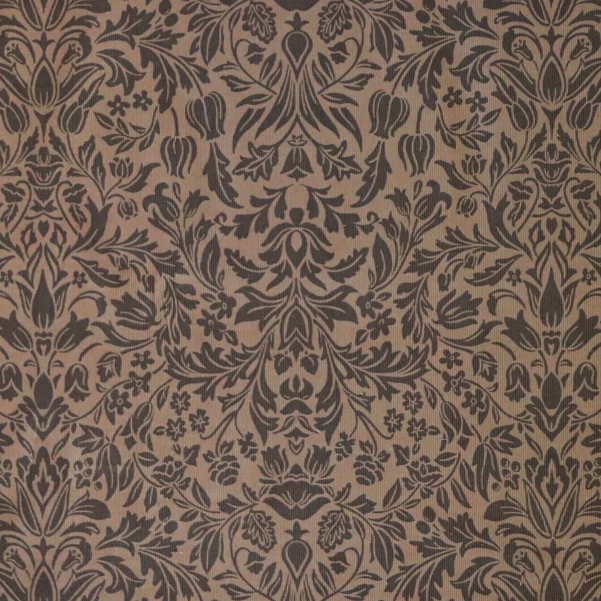 Damask Print Pinwale Corduroy — Golden Olive