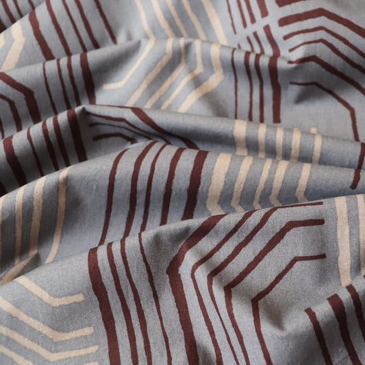 art deco lines printed brushed cotton fabric from Japan