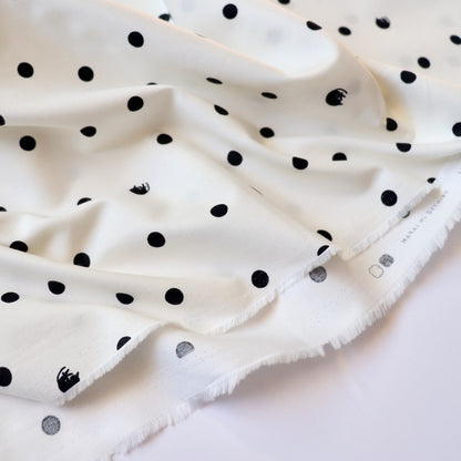 Polka Dot Cat Japanese Cotton — White