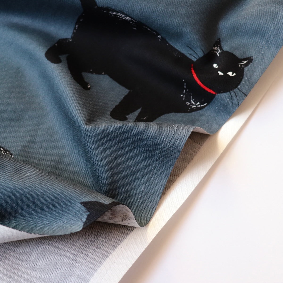 Black Cat Japanese Cotton — Petrol Blue