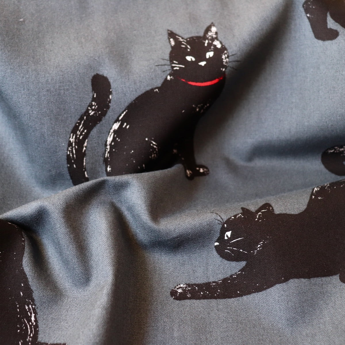 Black Cat Japanese Cotton — Petrol Blue