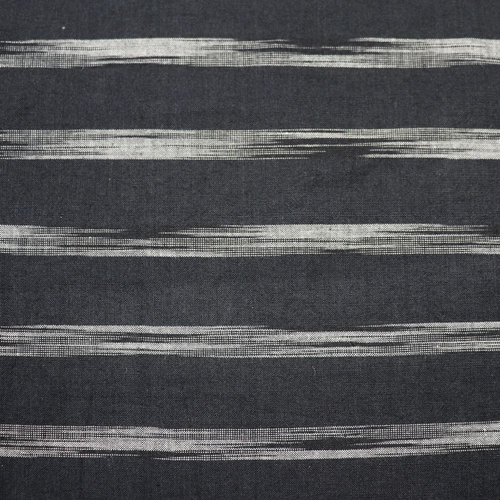 black ikat dyed horizontal stripe shirtmaking fabric