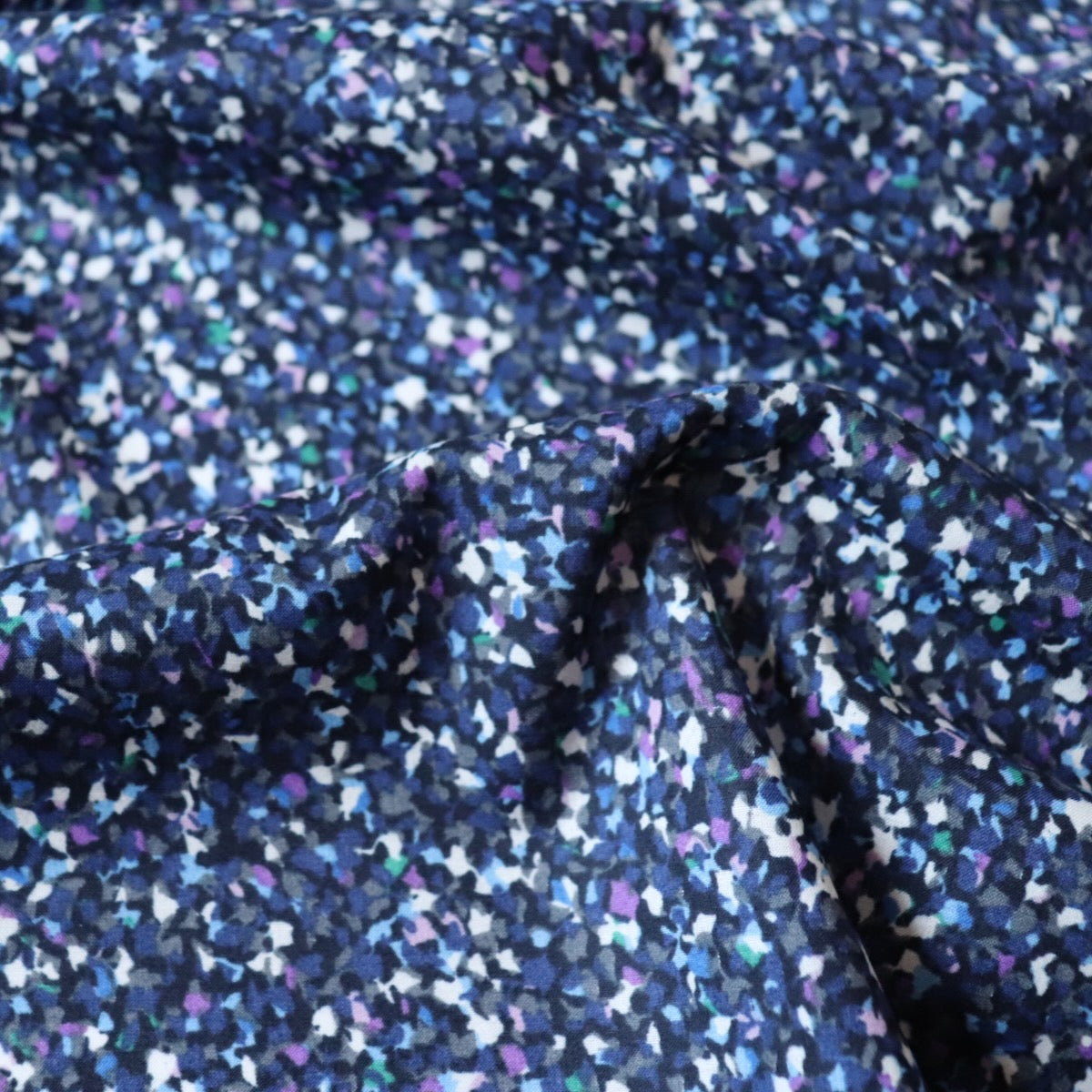 confetti pattern cotton lawn fabric with dark blue, purple and white made by Hokkoh Japan