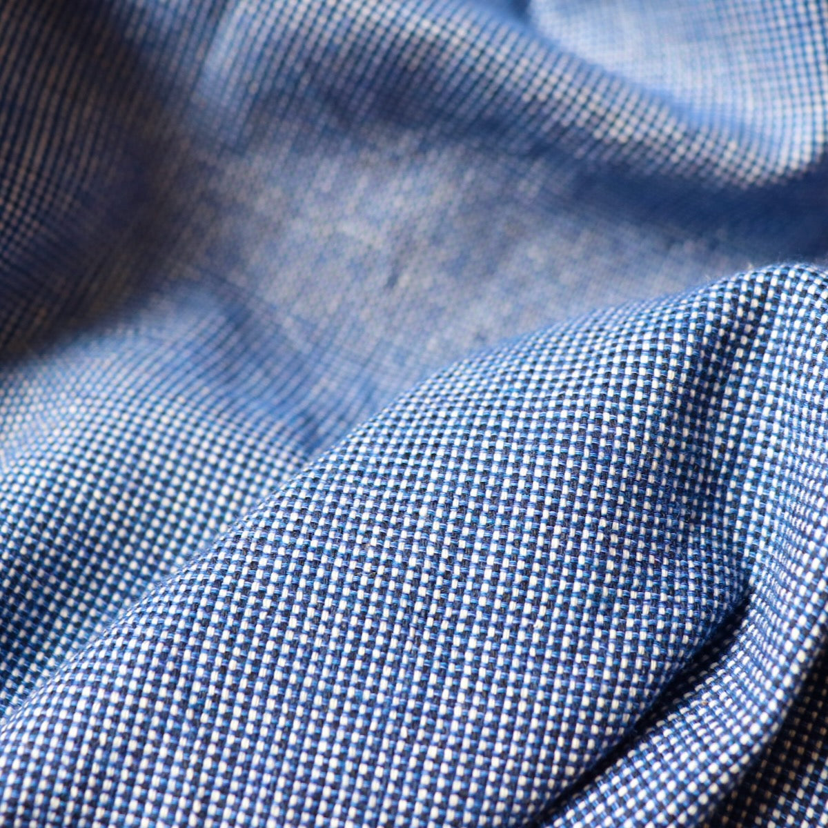 blue cotton tweed fabric handwoven by the yard