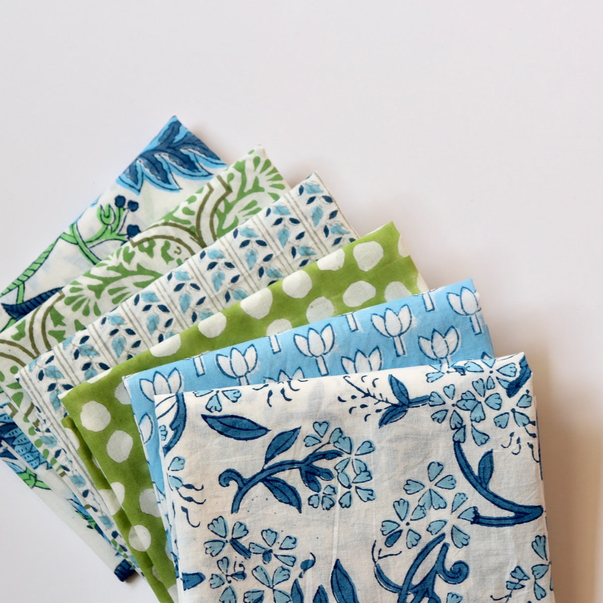 Big Fat Quarter Bundle — Blue + Green Block Prints