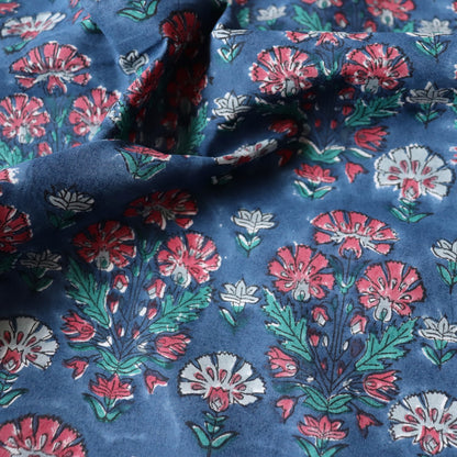 Carnation Block Print Cotton — Dark Blue