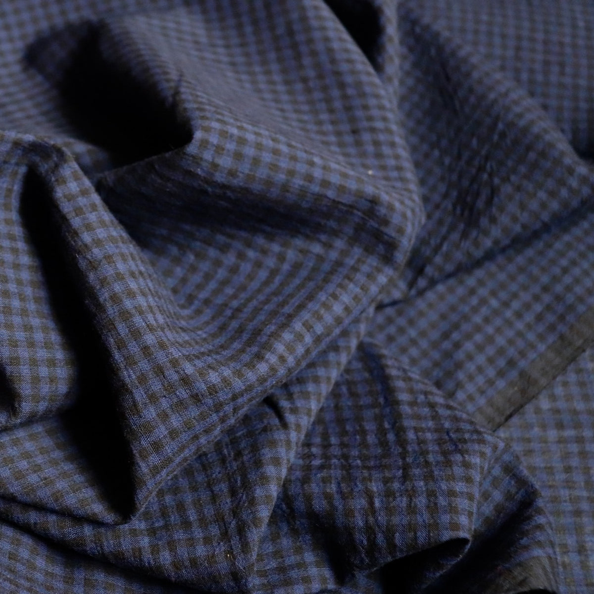 Swatch — Midnight Blue Featherweight Handloom Cotton Check