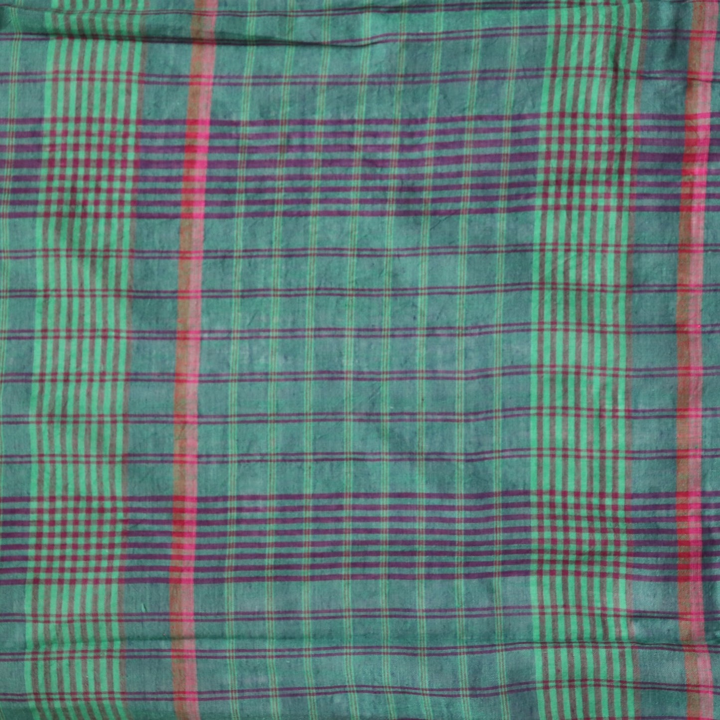 green and purple check cotton fabric handwoven voile dress material