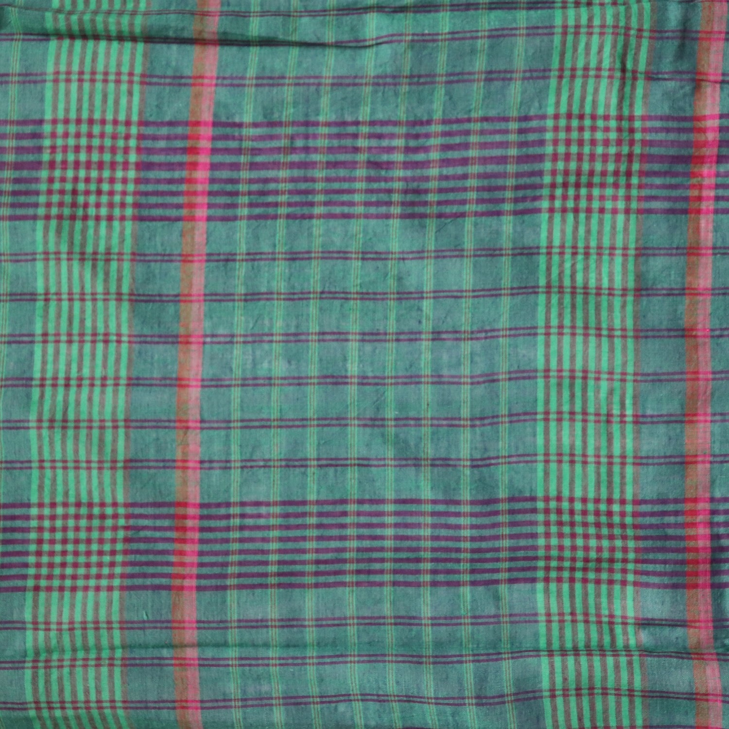 green and purple check cotton fabric handwoven voile dress material