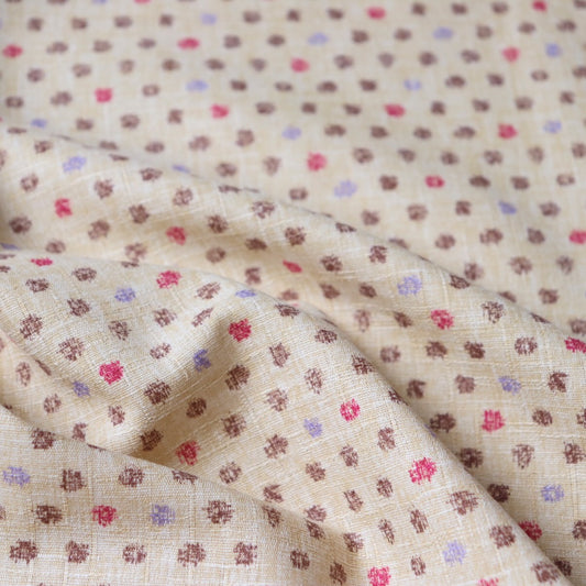 light beige textured cotton fabric with small dots dobby weave Morikiku Japan