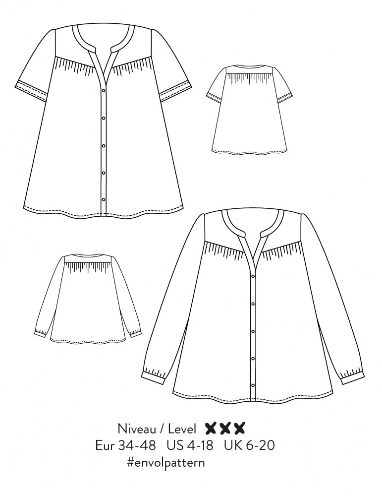 envol top or blouse sewing pattern by atelier scammit