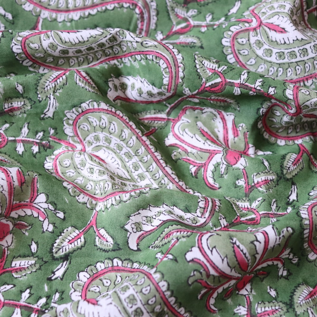 Swatch — Tulip & Paisley Block Print Cotton